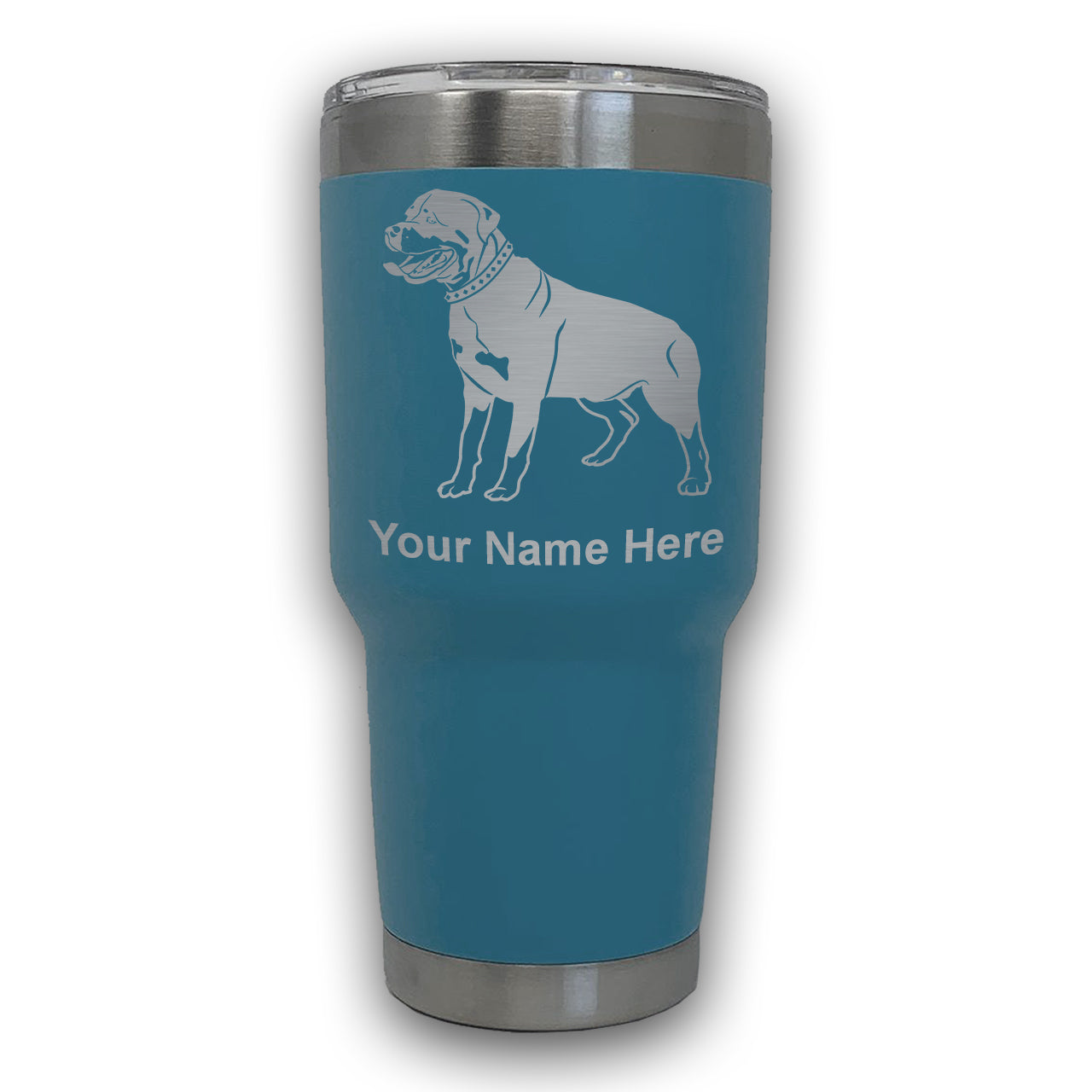 LaserGram 30oz Tumbler Mug, Rottweiler Dog, Personalized Engraving Included