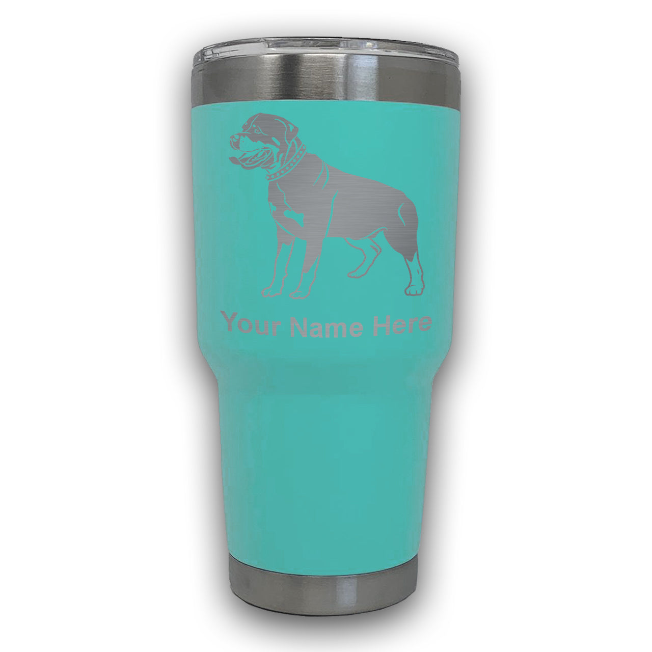 LaserGram 30oz Tumbler Mug, Rottweiler Dog, Personalized Engraving Included