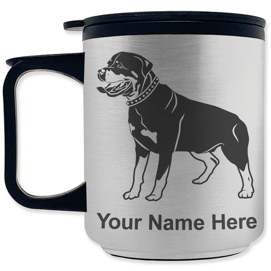 Coffee Travel Mug, Rottweiler Dog, Personalized Engraving Included