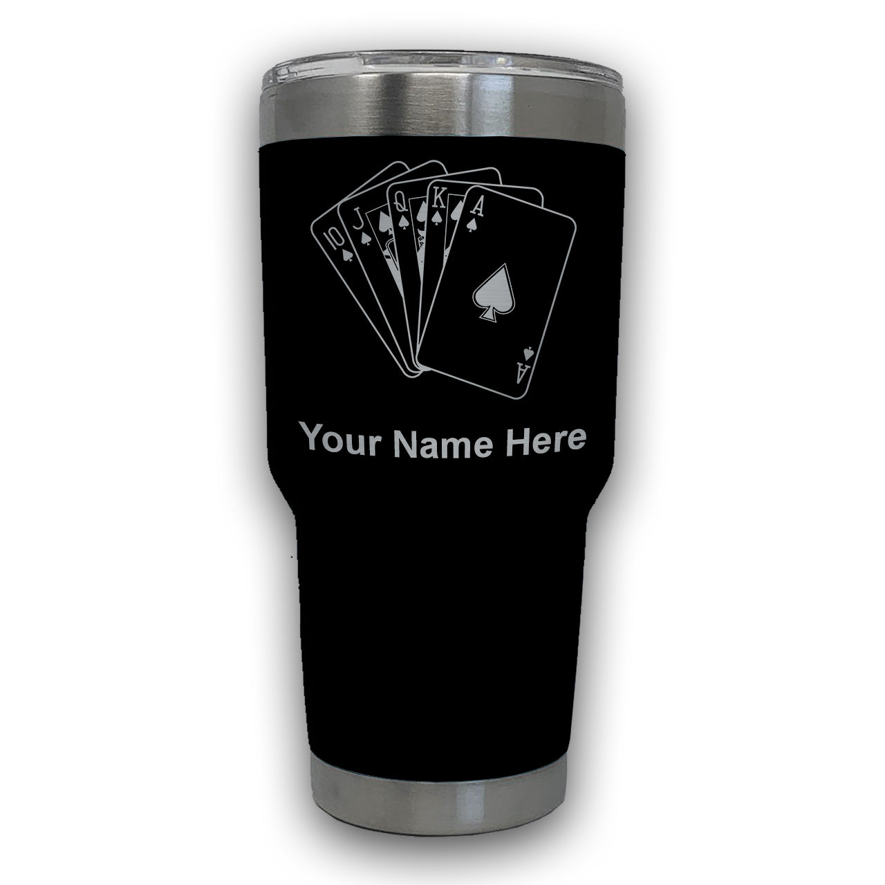 LaserGram 30oz Tumbler Mug, Royal Flush Poker Cards, Personalized Engraving Included
