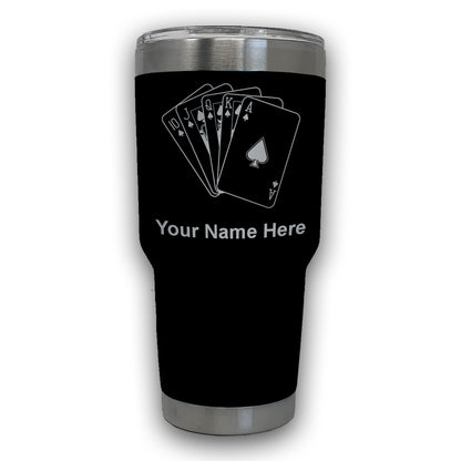 LaserGram 30oz Tumbler Mug, Royal Flush Poker Cards, Personalized Engraving Included