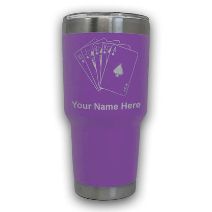 LaserGram 30oz Tumbler Mug, Royal Flush Poker Cards, Personalized Engraving Included