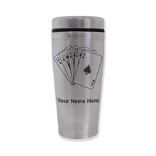 Load image into Gallery viewer, Commuter Travel Mug, Royal Flush Poker Cards, Personalized Engraving Included
