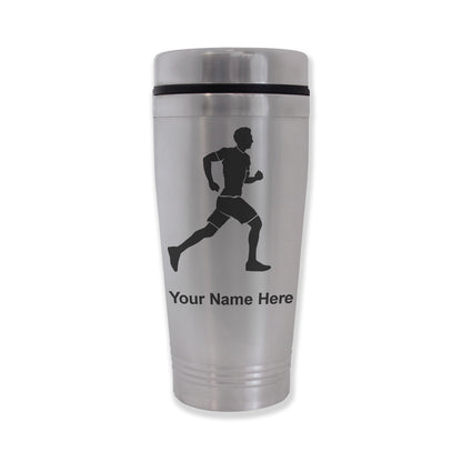 Commuter Travel Mug, Running Man, Personalized Engraving Included