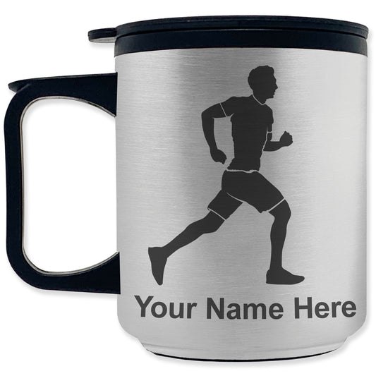 Coffee Travel Mug, Running Man, Personalized Engraving Included