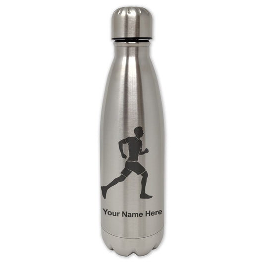 LaserGram Single Wall Water Bottle, Running Man, Personalized Engraving Included