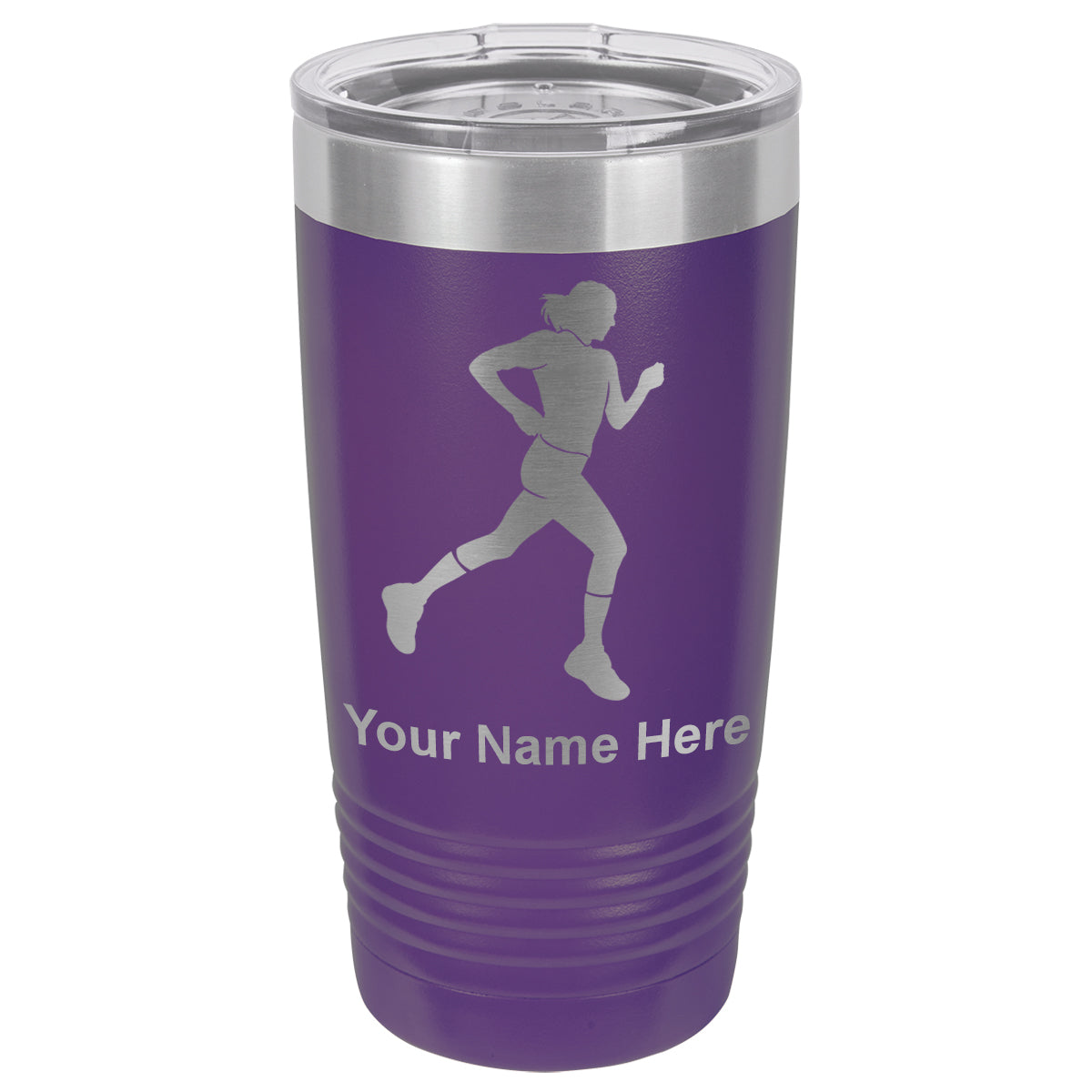 20oz Vacuum Insulated Tumbler Mug, Running Woman, Personalized Engraving Included
