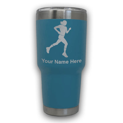 LaserGram 30oz Tumbler Mug, Running Woman, Personalized Engraving Included