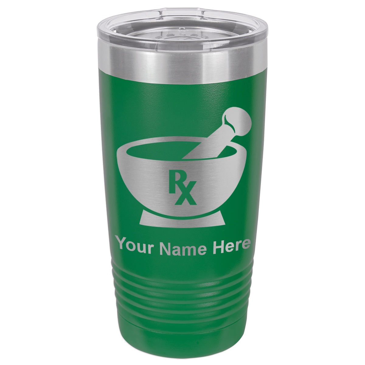 20oz Vacuum Insulated Tumbler Mug, Rx Pharmacy Symbol, Personalized Engraving Included