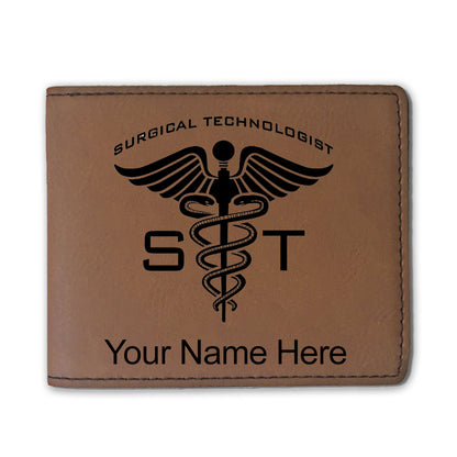 Faux Leather Bi-Fold Wallet, ST Surgical Technologist, Personalized Engraving Included