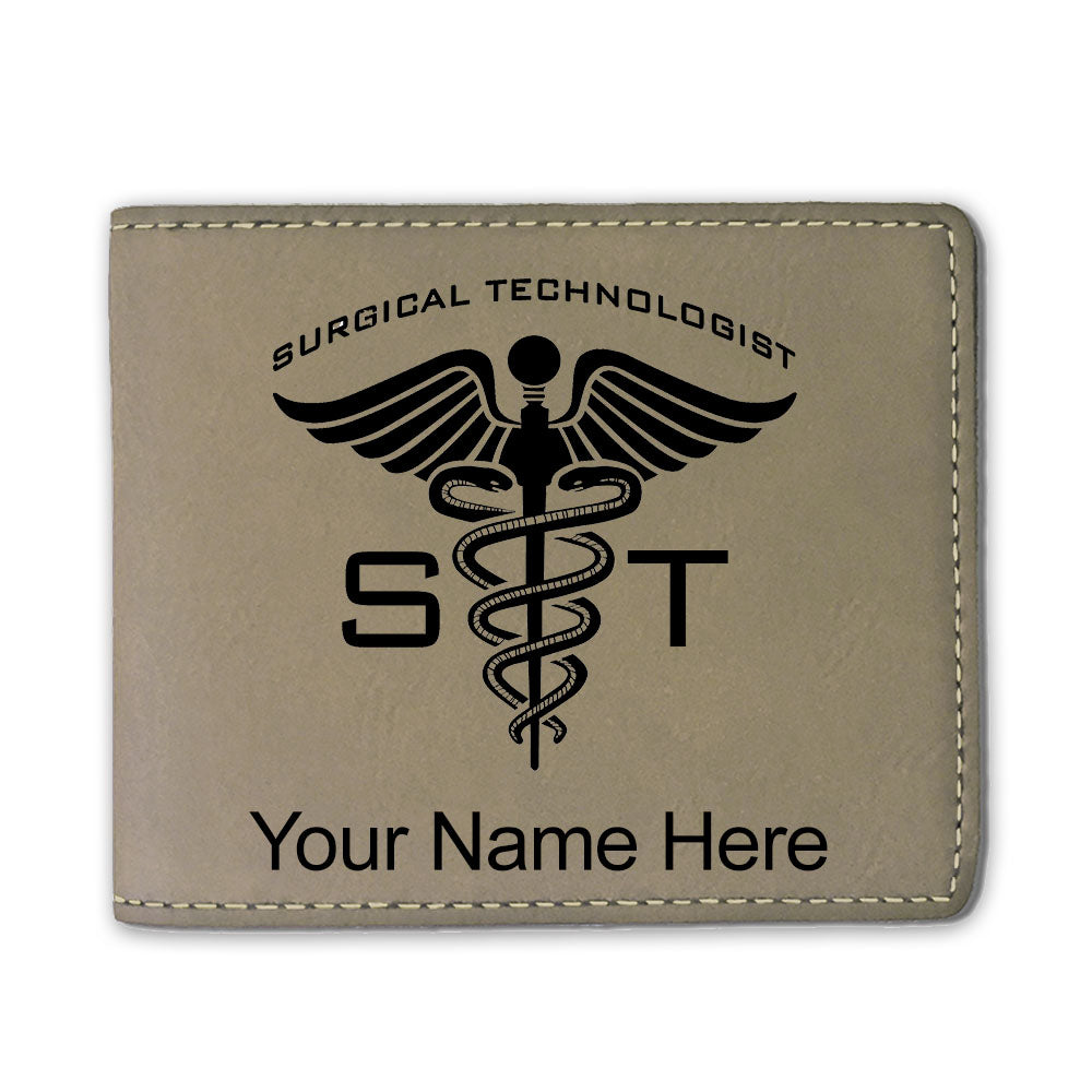 Faux Leather Bi-Fold Wallet, ST Surgical Technologist, Personalized Engraving Included