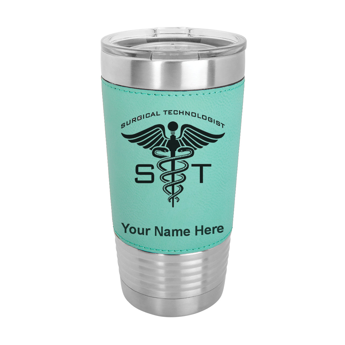 20oz Faux Leather Tumbler Mug, ST Surgical Technologist, Personalized Engraving Included