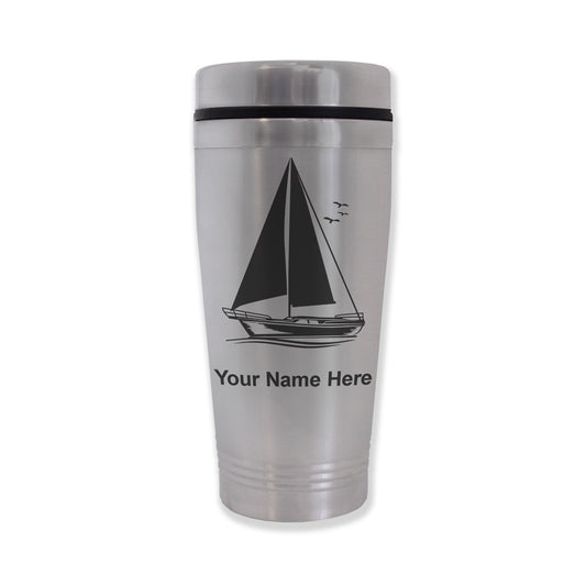 Commuter Travel Mug, Sailboat, Personalized Engraving Included