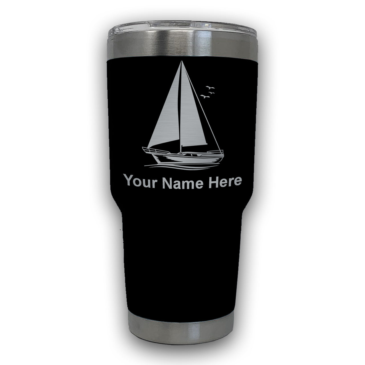 LaserGram 30oz Tumbler Mug, Sailboat, Personalized Engraving Included