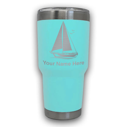 LaserGram 30oz Tumbler Mug, Sailboat, Personalized Engraving Included