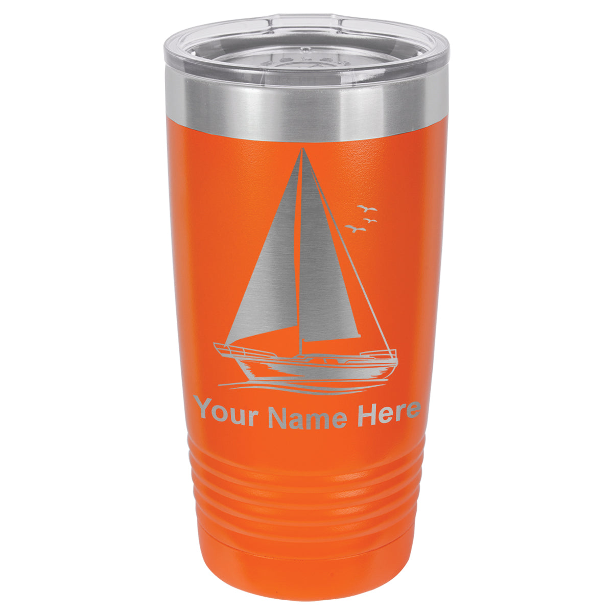 20oz Vacuum Insulated Tumbler Mug, Sailboat, Personalized Engraving Included