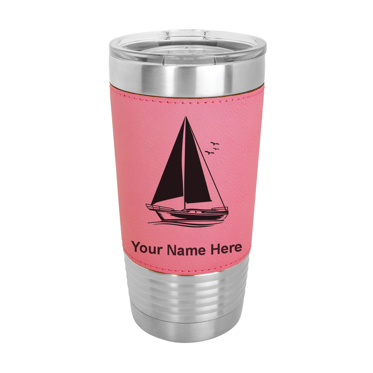 20oz Faux Leather Tumbler Mug, Sailboat, Personalized Engraving Included - LaserGram Custom Engraved Gifts