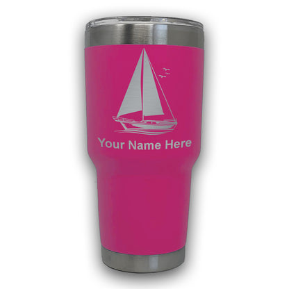 LaserGram 30oz Tumbler Mug, Sailboat, Personalized Engraving Included