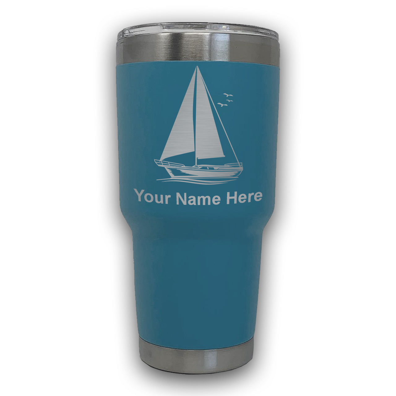 LaserGram 30oz Tumbler Mug, Sailboat, Personalized Engraving Included