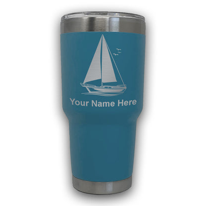 LaserGram 30oz Tumbler Mug, Sailboat, Personalized Engraving Included