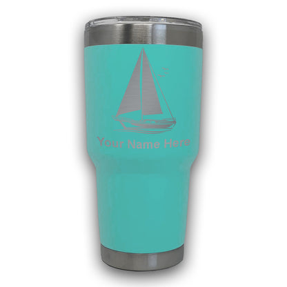 LaserGram 30oz Tumbler Mug, Sailboat, Personalized Engraving Included