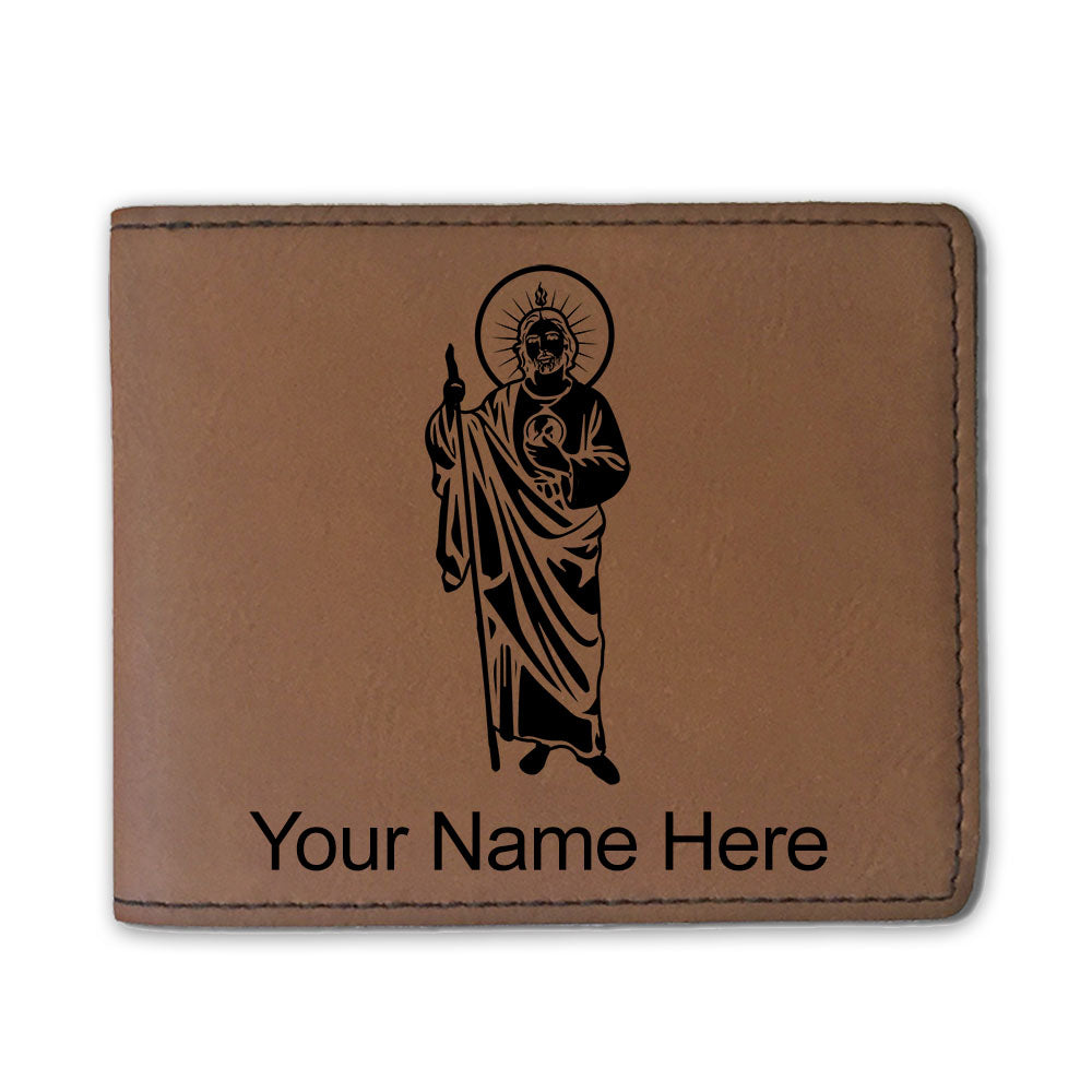 Faux Leather Bi-Fold Wallet, Saint Jude, Personalized Engraving Included