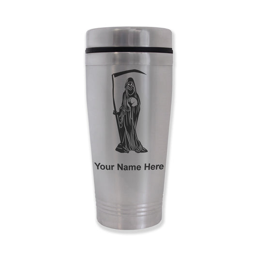 Commuter Travel Mug, Santa Muerte, Personalized Engraving Included