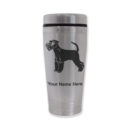 Commuter Travel Mug, Schnauzer Dog, Personalized Engraving Included