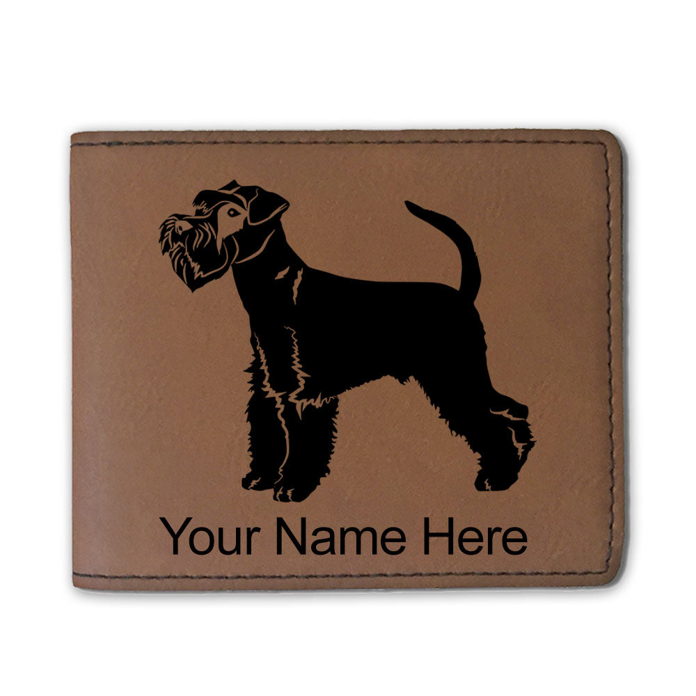 Faux Leather Bi-Fold Wallet, Schnauzer Dog, Personalized Engraving Included