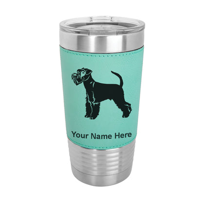 20oz Faux Leather Tumbler Mug, Schnauzer Dog, Personalized Engraving Included - LaserGram Custom Engraved Gifts