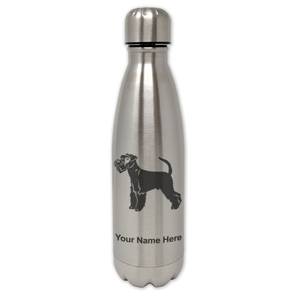 LaserGram Single Wall Water Bottle, Schnauzer Dog, Personalized Engraving Included