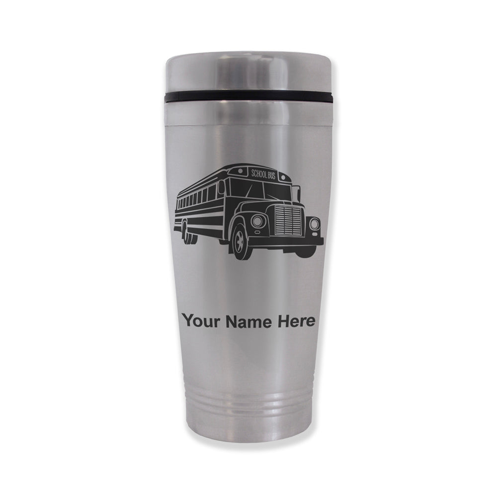 Commuter Travel Mug, School Bus, Personalized Engraving Included