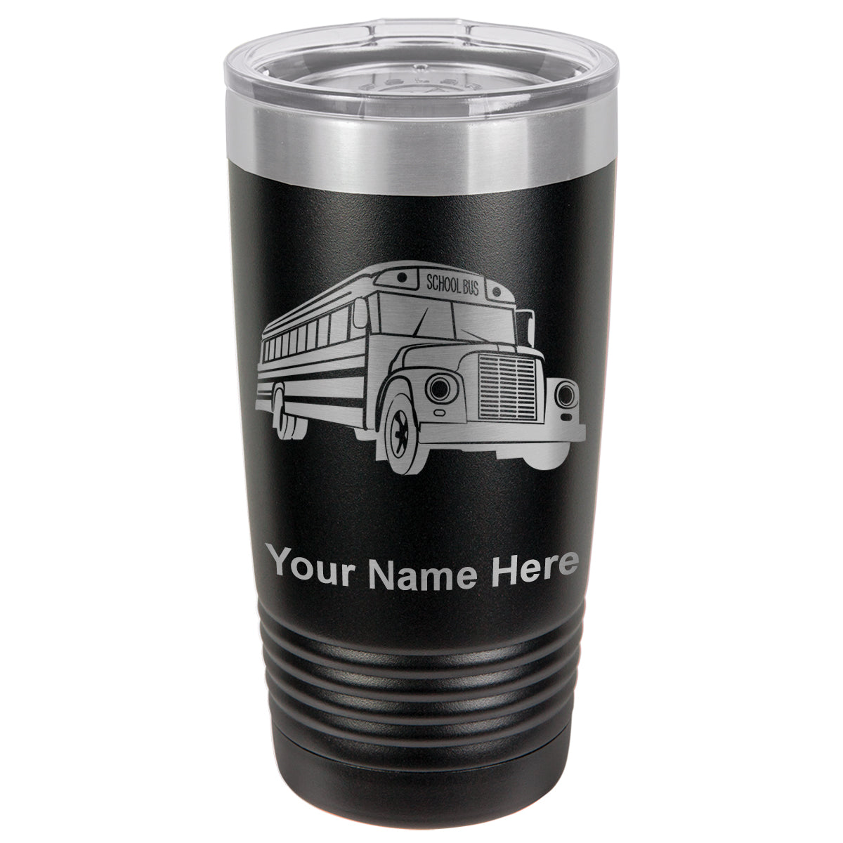 20oz Vacuum Insulated Tumbler Mug, School Bus, Personalized Engraving Included