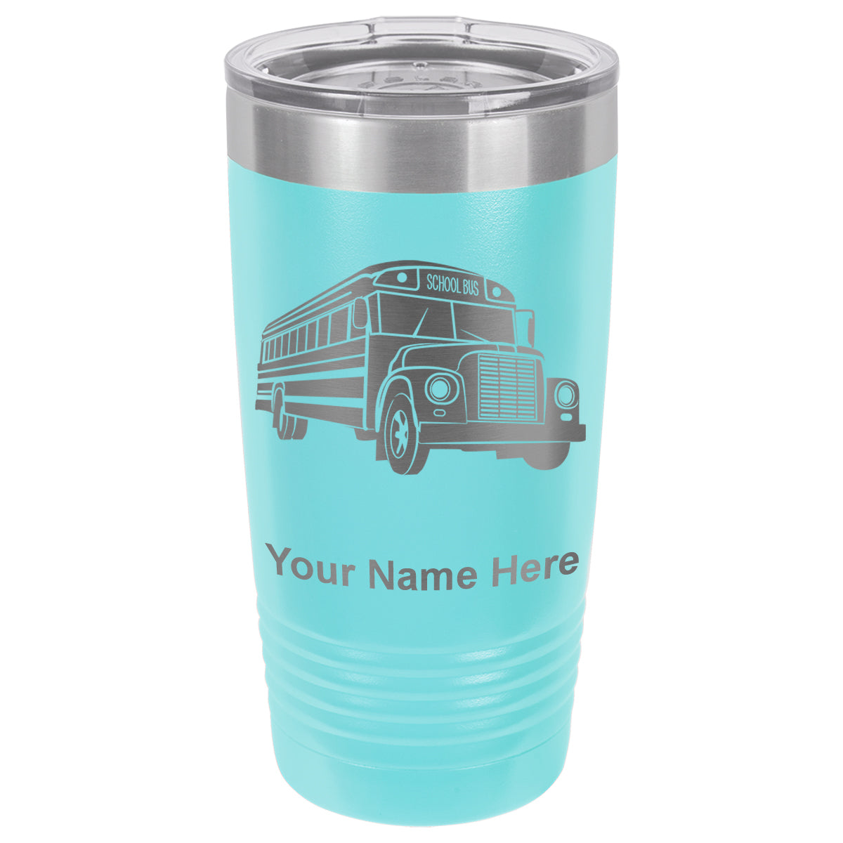 20oz Vacuum Insulated Tumbler Mug, School Bus, Personalized Engraving Included