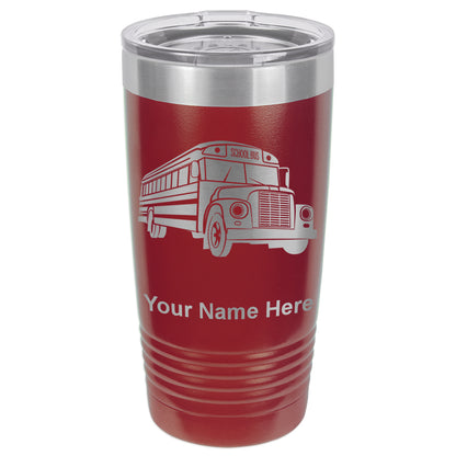 20oz Vacuum Insulated Tumbler Mug, School Bus, Personalized Engraving Included