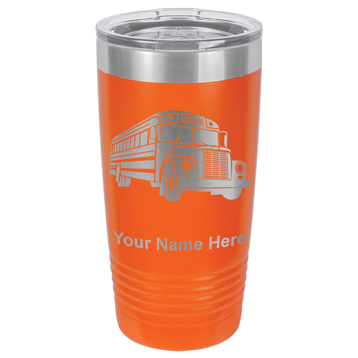 20oz Vacuum Insulated Tumbler Mug, School Bus, Personalized Engraving Included