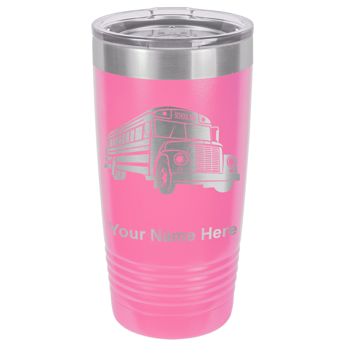 20oz Vacuum Insulated Tumbler Mug, School Bus, Personalized Engraving Included