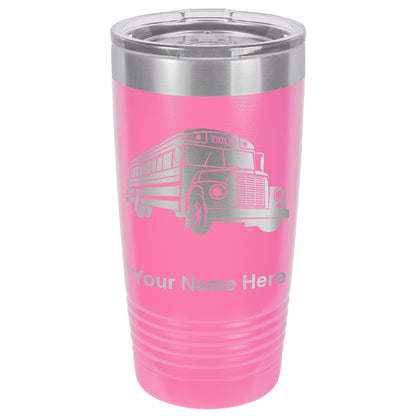 20oz Vacuum Insulated Tumbler Mug, School Bus, Personalized Engraving Included