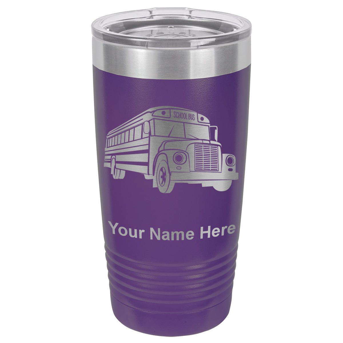 20oz Vacuum Insulated Tumbler Mug, School Bus, Personalized Engraving Included