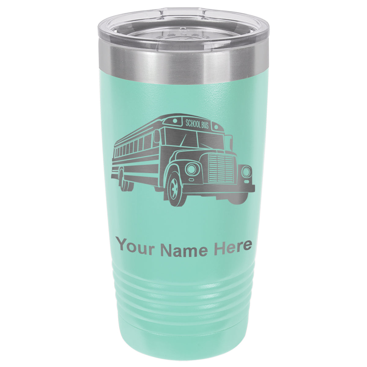 20oz Vacuum Insulated Tumbler Mug, School Bus, Personalized Engraving Included