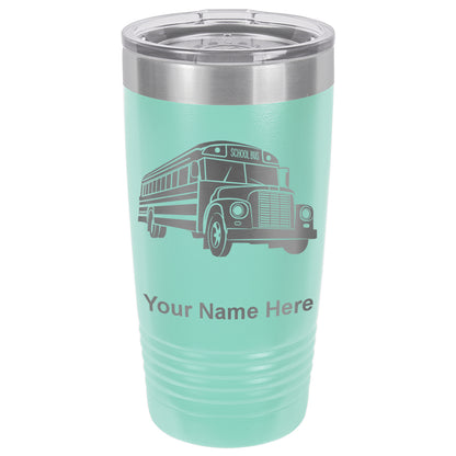 20oz Vacuum Insulated Tumbler Mug, School Bus, Personalized Engraving Included