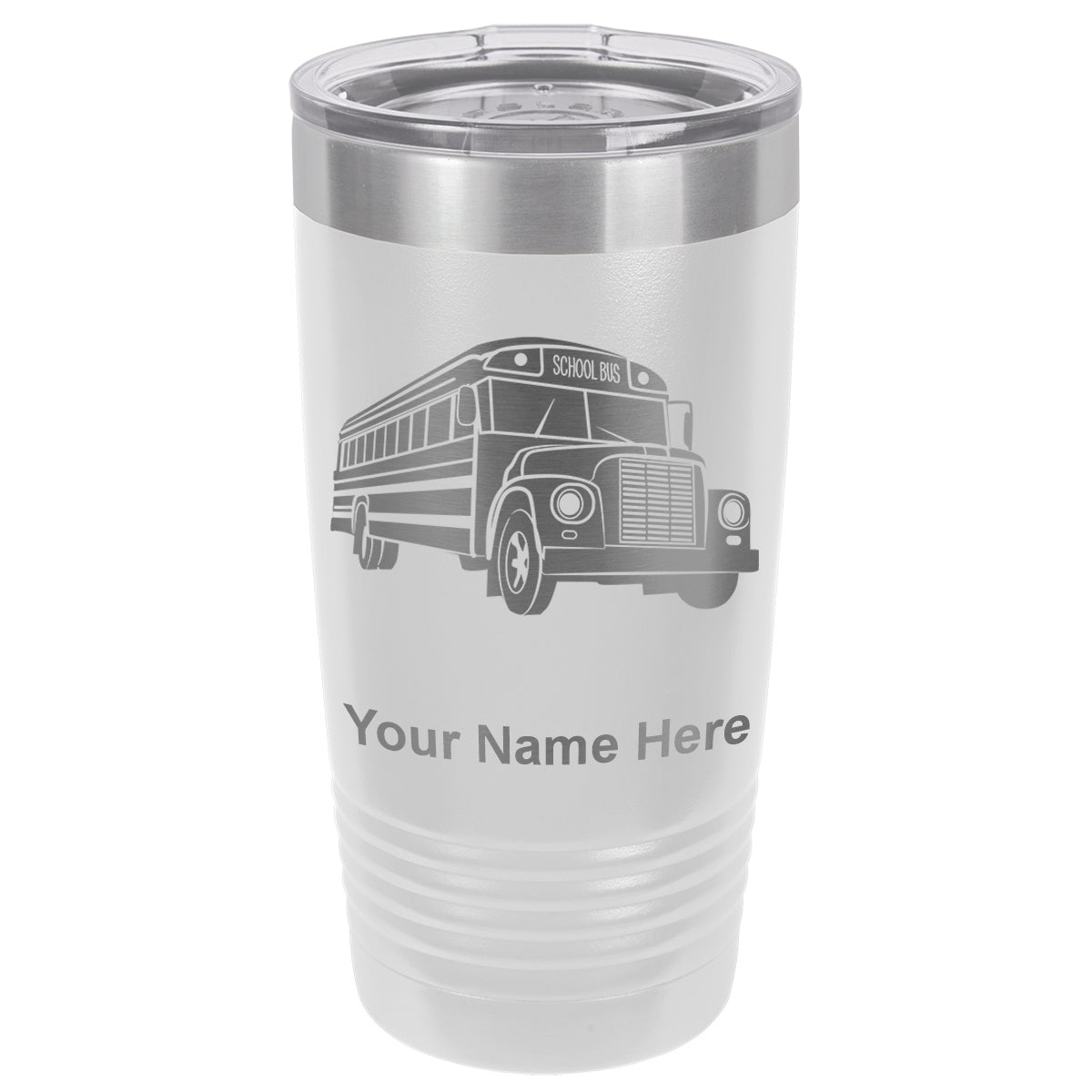 20oz Vacuum Insulated Tumbler Mug, School Bus, Personalized Engraving Included