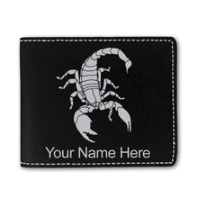 Load image into Gallery viewer, Faux Leather Bi-Fold Wallet, Scorpion, Personalized Engraving Included
