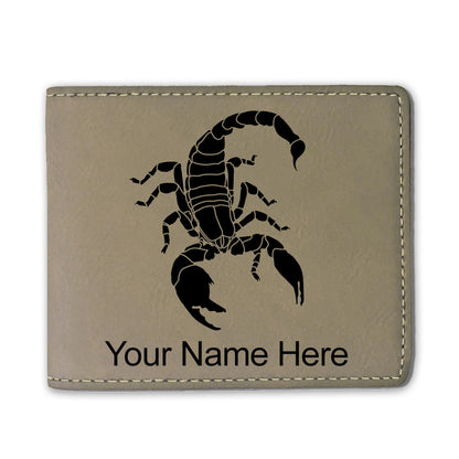 Faux Leather Bi-Fold Wallet, Scorpion, Personalized Engraving Included