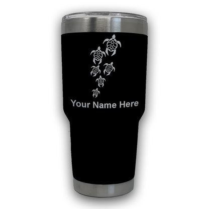 LaserGram 30oz Tumbler Mug, Sea Turtle Family, Personalized Engraving Included