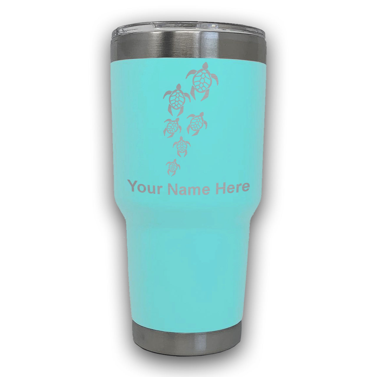 LaserGram 30oz Tumbler Mug, Sea Turtle Family, Personalized Engraving Included