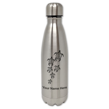LaserGram Single Wall Water Bottle, Sea Turtle Family, Personalized Engraving Included