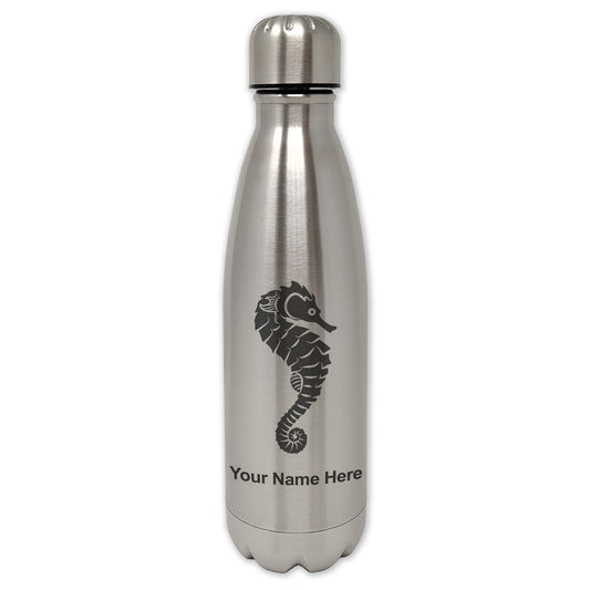 LaserGram Single Wall Water Bottle, Seahorse, Personalized Engraving Included