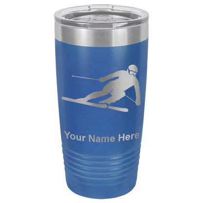 20oz Vacuum Insulated Tumbler Mug, Skier Downhill, Personalized Engraving Included