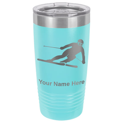 20oz Vacuum Insulated Tumbler Mug, Skier Downhill, Personalized Engraving Included